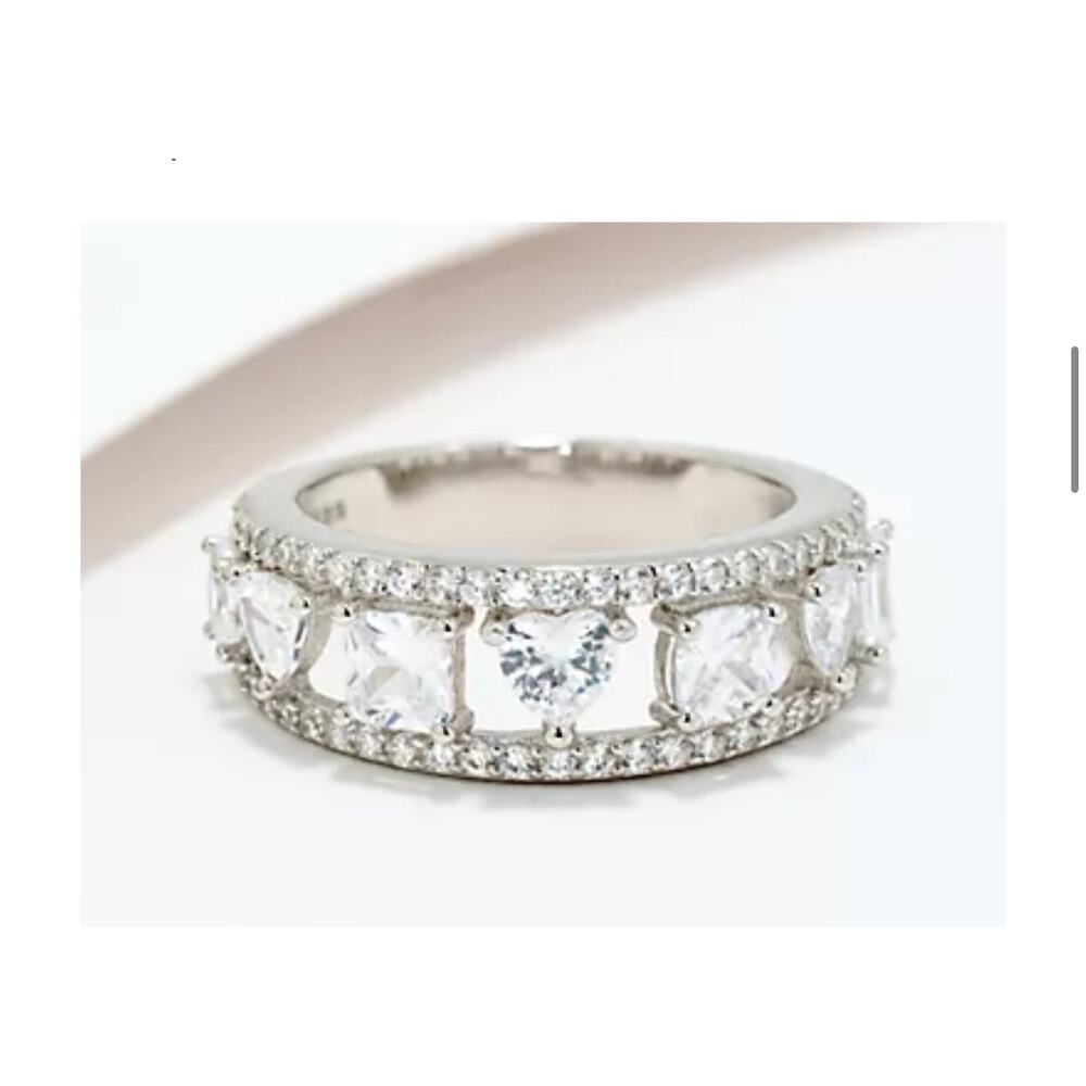 Diamonique Fancy Cut Band Ring, Sterling Silver Sz 5 - Picture 3 of 8